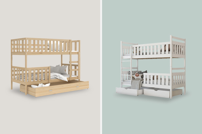 Paturi supraetajate din lemn natural